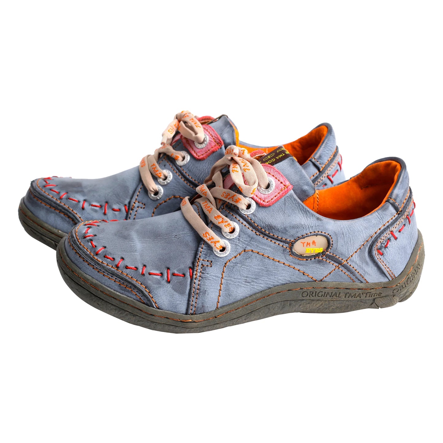 TMA EYES Women's Hand-Stitched Leather Sneakers Lightweight Flat Design Shoes For Women For Autumn Seasons