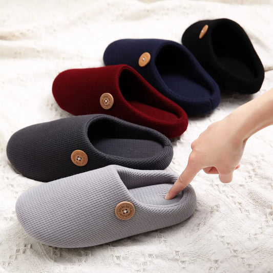 Evshine Men Soft Mules Slippers Non-Slips Cotton Shoes Large Size Flat Slides Men And Women Winter Warm Shoes For Indoor Outdoor