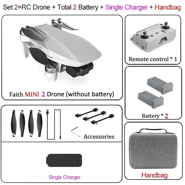 CFLY Faith 2 MINI Drone 4K HD Camera 3-Axis Gimbal 5G Wifi GPS FPV RC Quadcopter CFLY Faith MINI 2 Dron