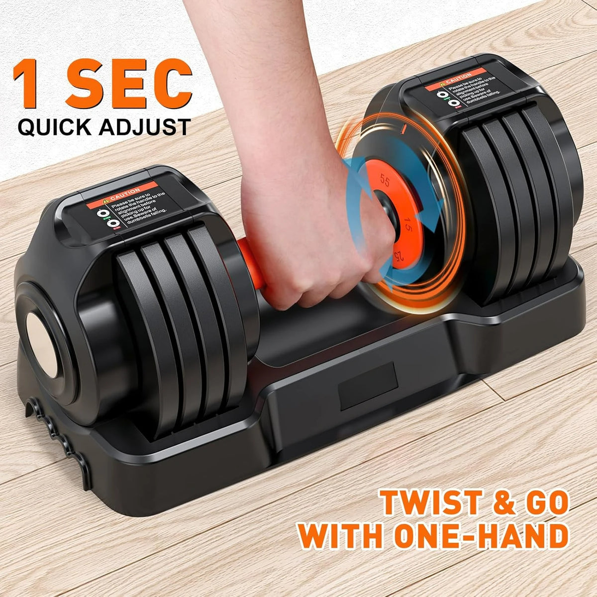 Adjustable Dumbbells Set, 25lbs/55lbs Dumbbell with Anti-Slip Handle, Quick Adjust 5-in-1 Weights Set