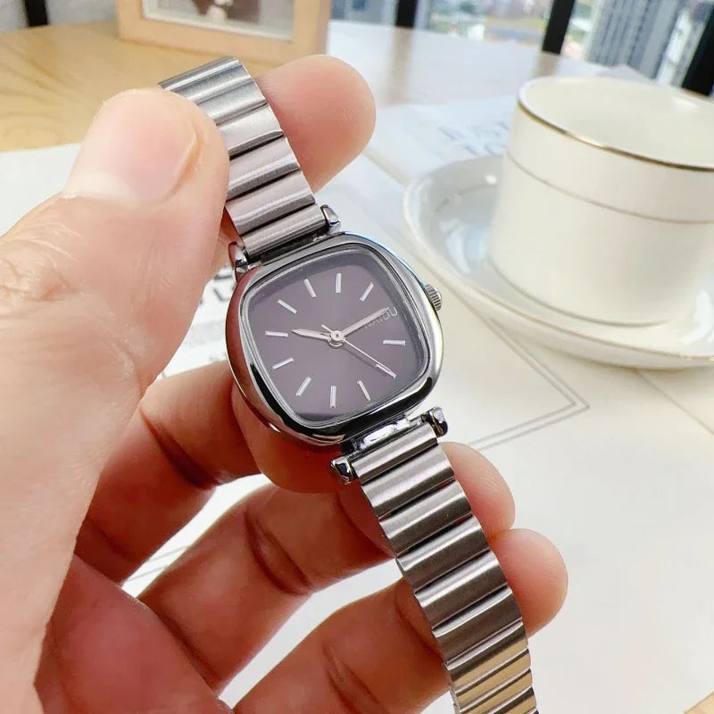 Fashion Women Watches Relogio Feminino Luxury Sliver Colors Watch Ladies Steel Strap Quartz Wristwatch Clock Reloj Mujer