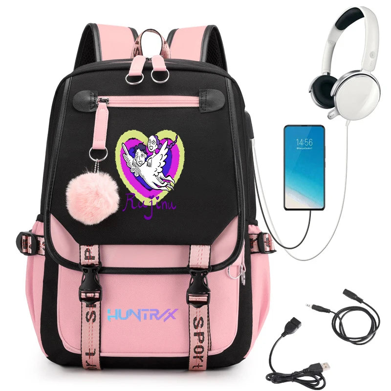 KPop Demon Hunters Anime Student Backpack Usb Travel Rucksack Large Back Pack Mochilas Mujer School Bags for Boys Girls Teenager