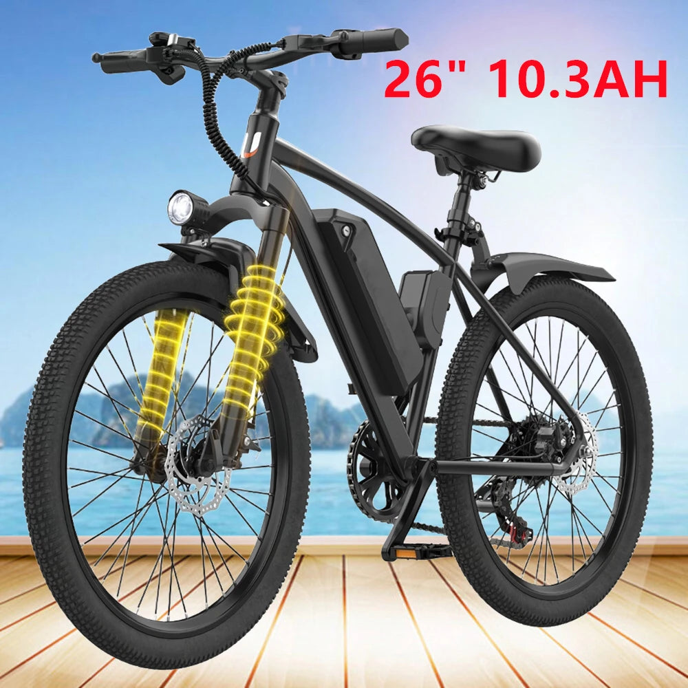 26" Adult 600W Peak Motor Electric Mountain E Bike Electric Bicycle 19.9Mph 31Miles 36V 10.3AH Electric EBike for Adults