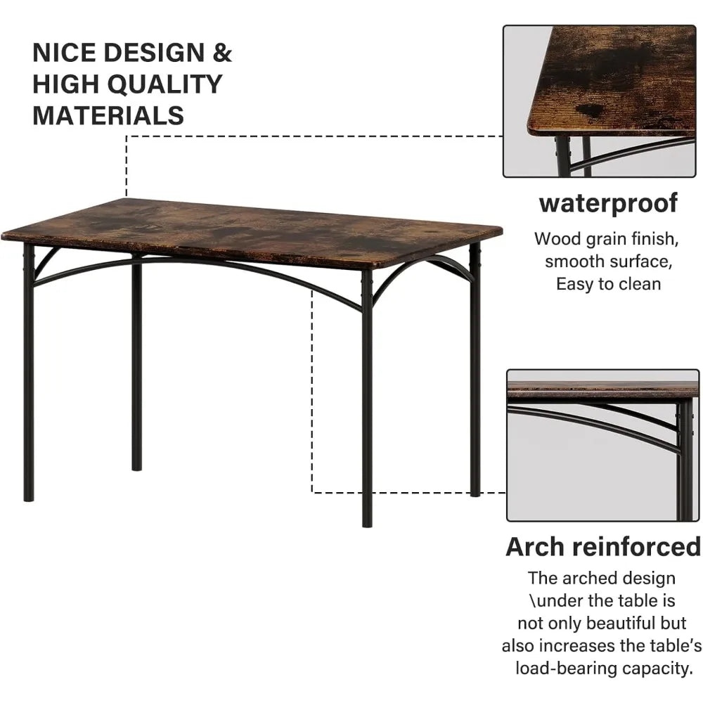 WINNER Dining Table Set for 4, Kitchen Table with Upholstered Bench and 2 Chairs, Dining Room Table Set for Small Space