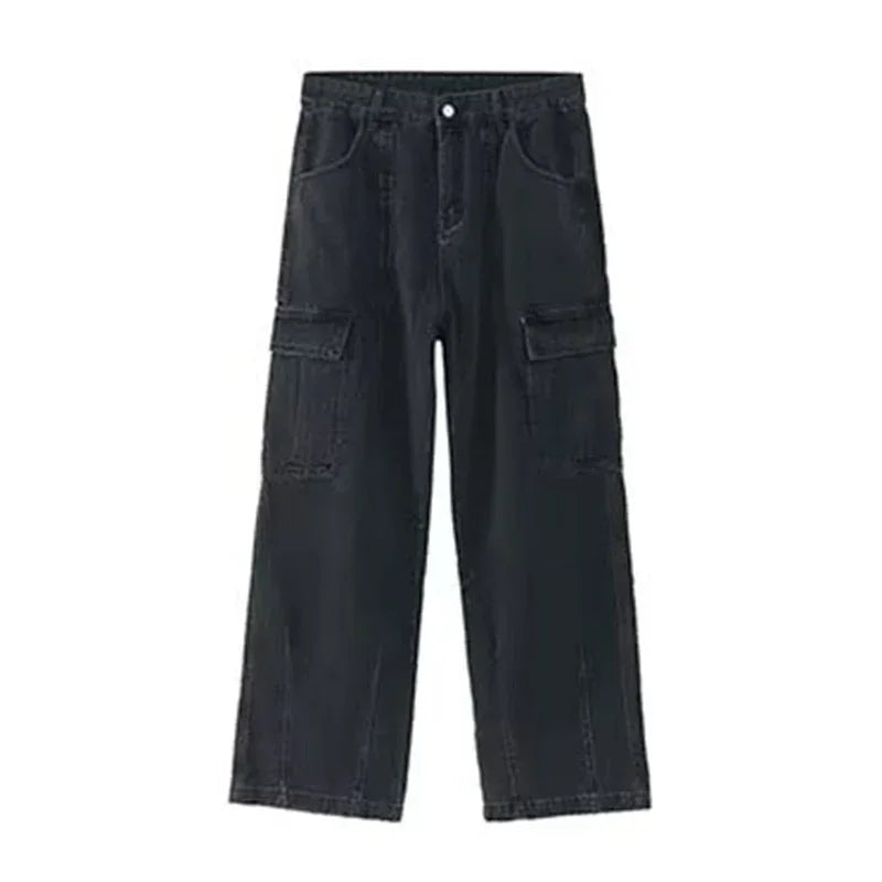 Men Baggy Oversize Cargo Jeans Male Wide Streetwear Hip Hop Pants Harajuku Fashion Straight Leg Black Blue Loose Denim Pants