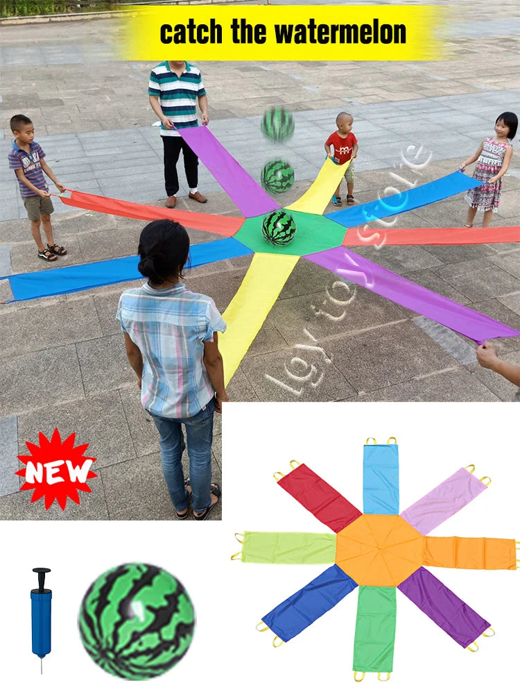 8 color Parachute Rolling Watermelon Ball for Kids  Outdoor Sports game Children's Kindergarten game Teamwork  Oxford Cloth New