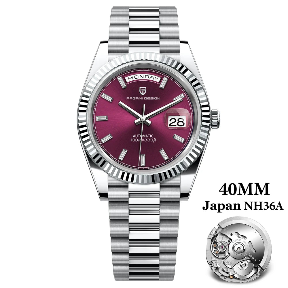 PAGANI DESIGN DD40 Luxury Rose Gold Automatic Watch Men Japan NH36A Mechanical Wristwatch Men Stainless steel Waterproof Watches