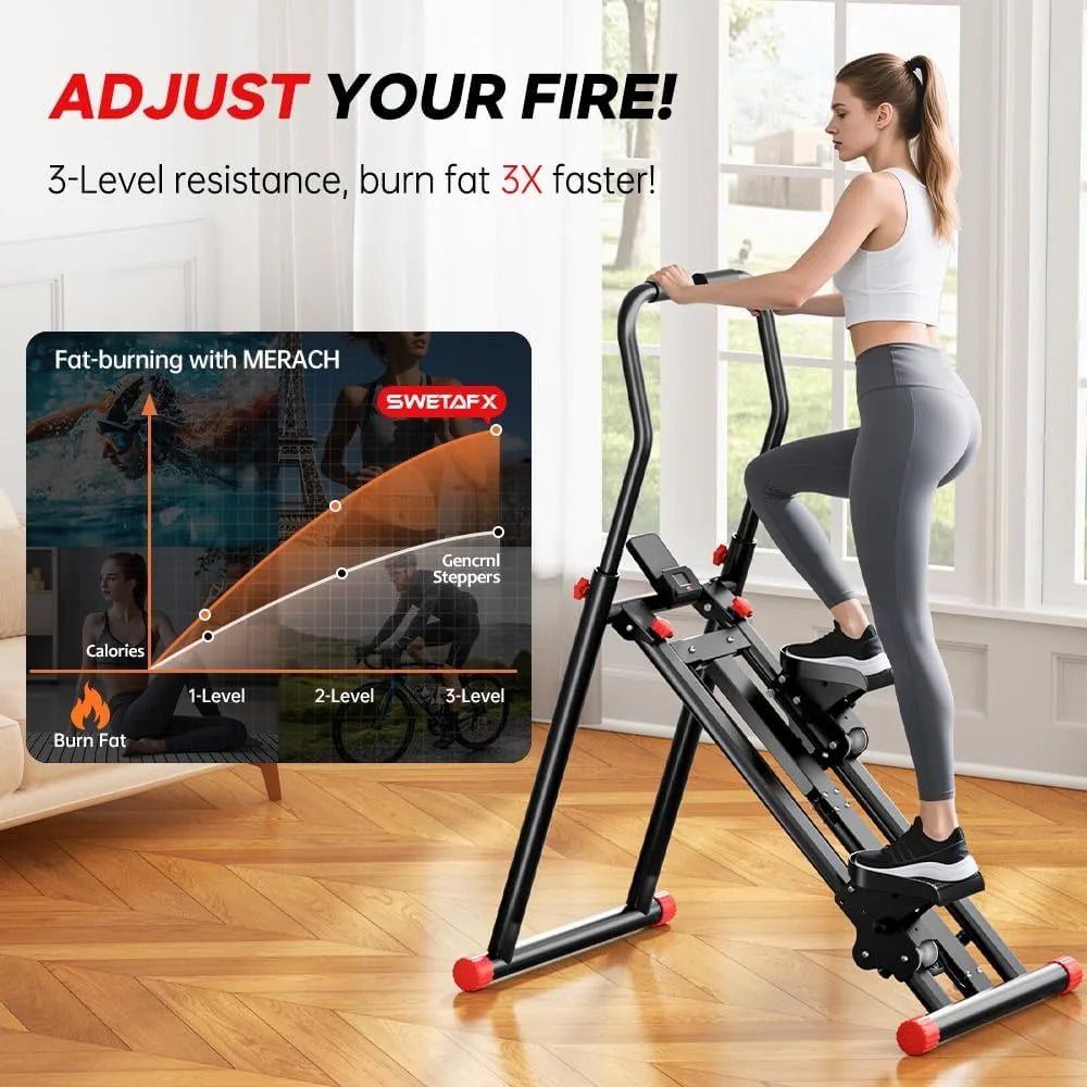 Home Vertical Climber: Upgraded Full-Body Exercise Machine with Adjustable Resistance and Speed Settings