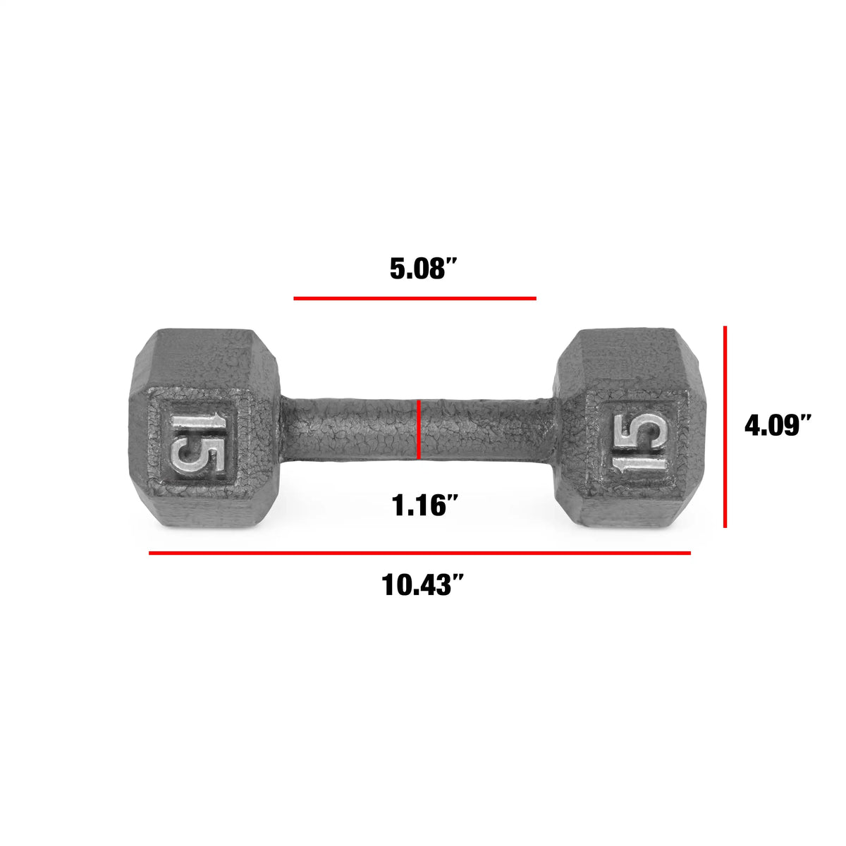 15lb Hex Dumbbell Cast Iron Weight - For Home Gym Strength Training - Perfect for Men & Women Fitness Workouts