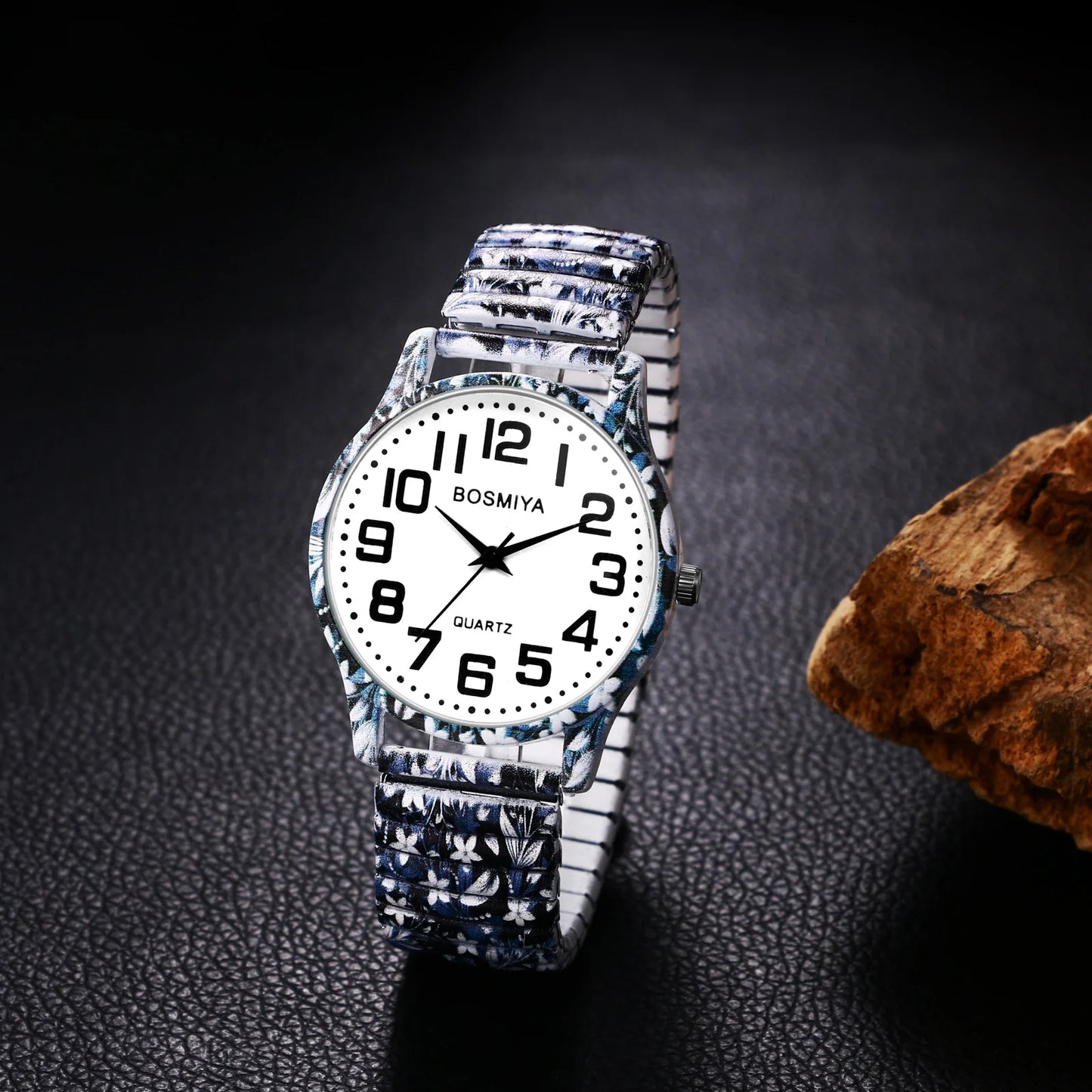 Lancardo Bohemian Quartz Watch Easy to Wear Arabic Numerals Scale Printed Decorative Telescopic Band Watch Valentine's Day Gifts