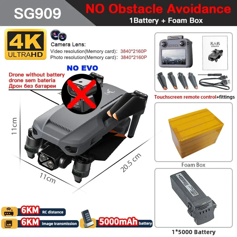 ZLL SG909 SG909MAX Professional Drone With 4K Camera 3-Axis Gimbal 5G 360 Obstacle Avoidance Touch Screen FPV Brushless RC Dron
