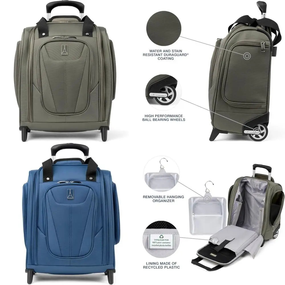 Lightweight Compact Rolling Underseat Carry-On Upright 2-Wheel Bag for Men and Women, Slate Grey, Softside Luggage