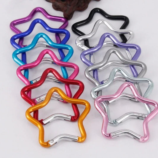 Outdoor Star Shaped Spring Locking Carabiner Clip Keychains for Backpack Camping Hiking Traveling Multicolour pcs