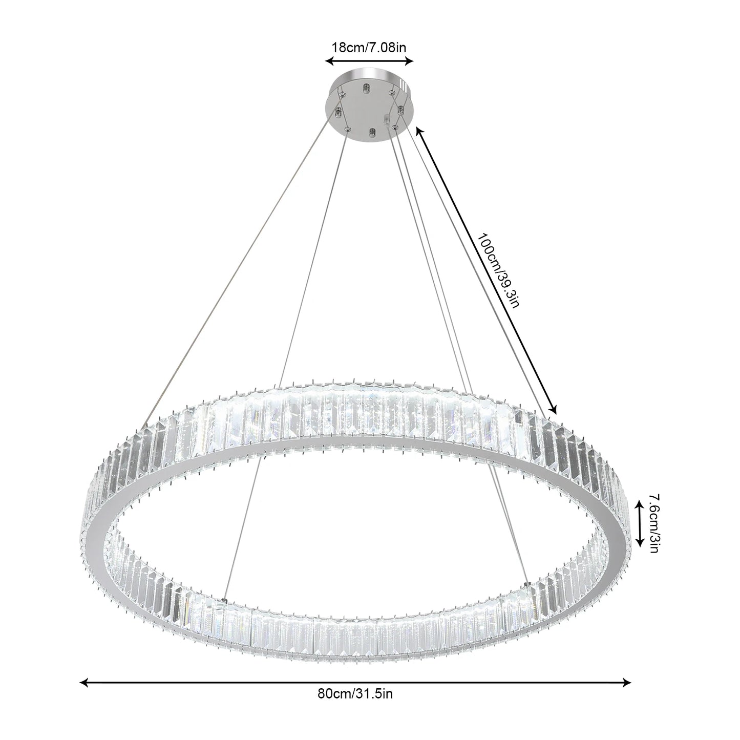 95W 31.5inch Modern Crystal Stair Chandelier Lights Indoor Lighting LED Ceiling Lamp Hanging Light for Living Room Indoor