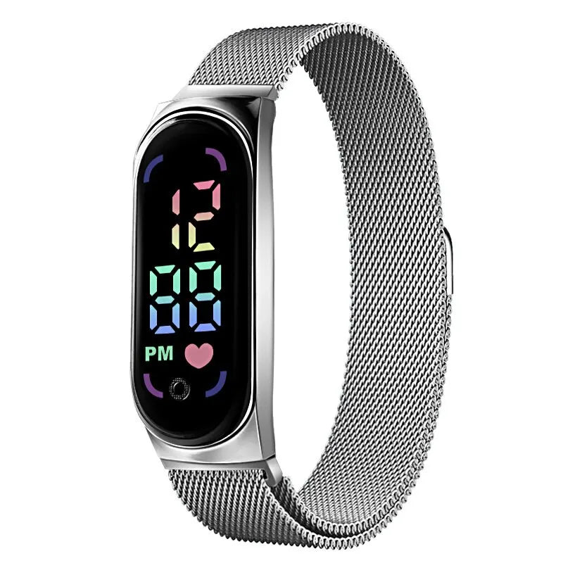 2024 New LED Women Watches for Girls Magnetic Watchband Strap Waterproof Touch Feminine Clock Digital Wristwatches Gift