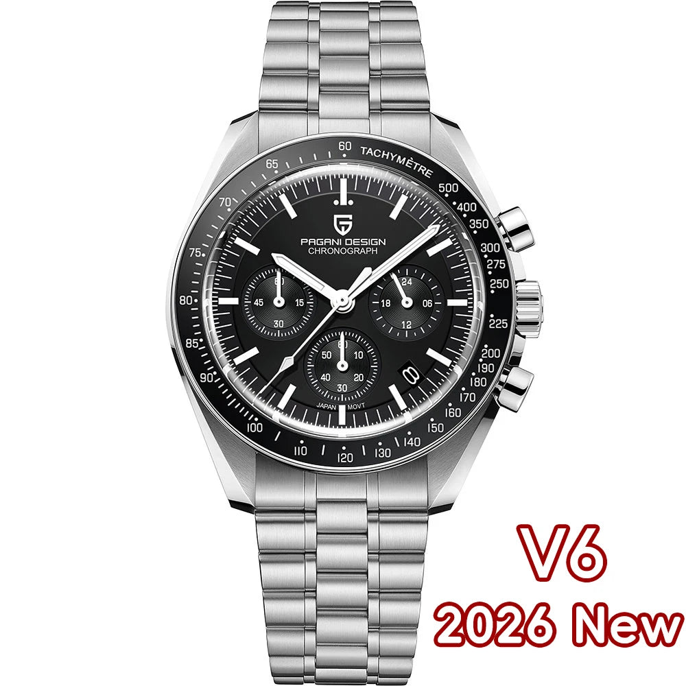 PAGANI DESIGN 2024 New V5 PD1701 Men's Watches Luxury Quartz Watch Men Sport Speed Chronograph AR Sapphire glass 100M Waterproof