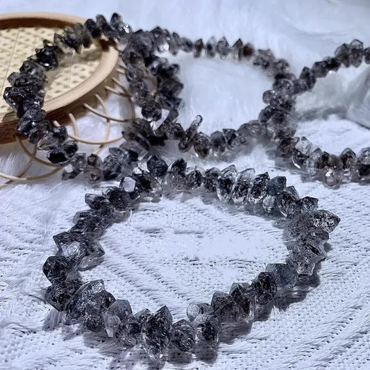 1piece 7A Herkimer Diamond black faceted baroque Bracelet shiny crystal 18cm Wholesale jewelry