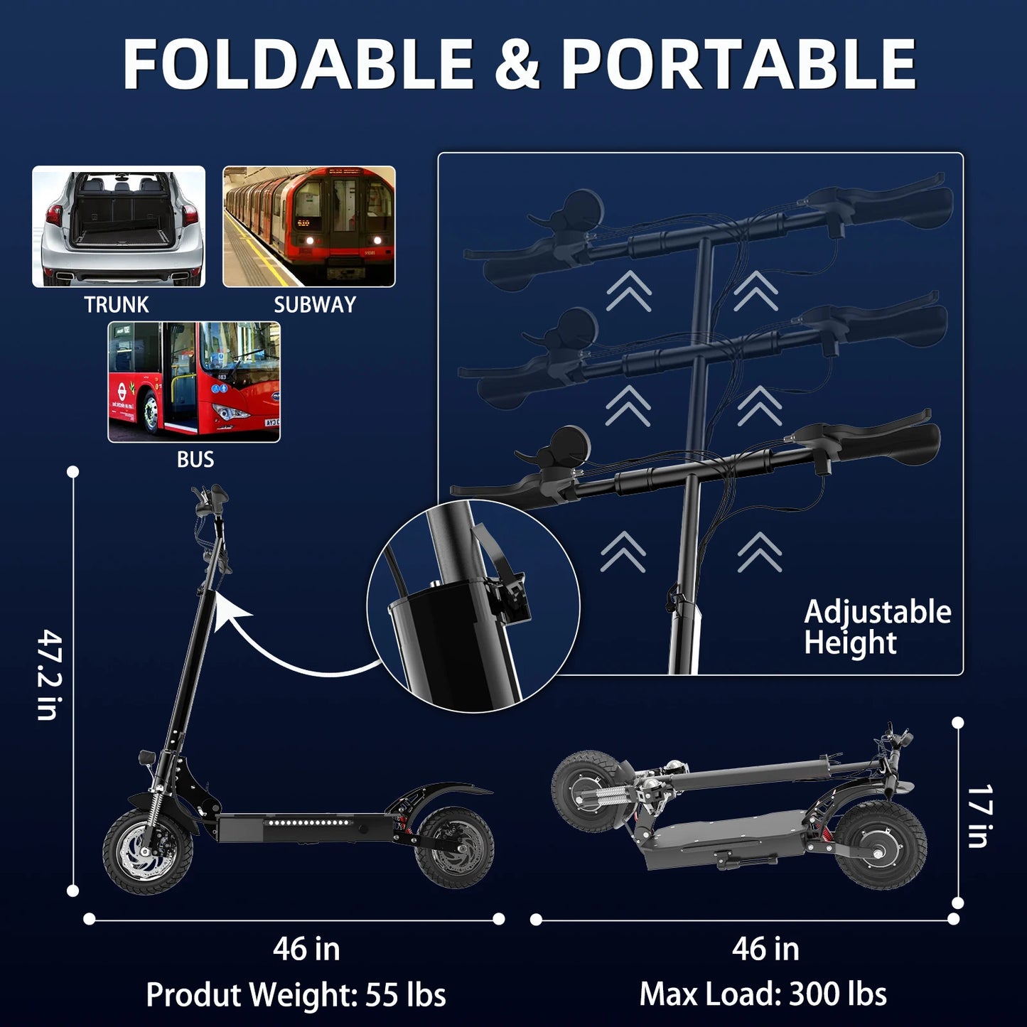 X750 Electric Scooter Adults, 52V 1600W Motor Power, 40 mph Top Speed, 50 Miles Range, Foldable E Scooter for Commuting