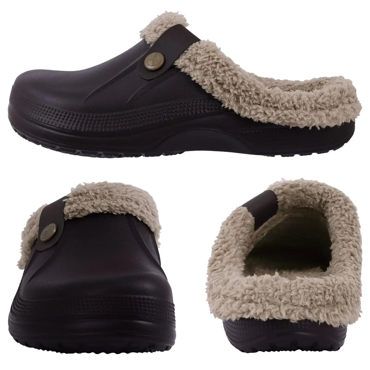 Winter Fur Furry Slippers For Men Outdoor Fashion Waterproof Plush Cotton Slippers Indoor Warm Cozy Non-slip Home Shoes