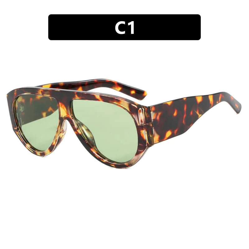 Retro Luxury Oversized Oval Sunglasses Women New Fashion Vintage Large Frame Sun Glasses Men Black Shadow Female