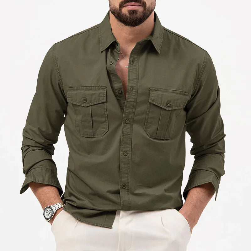Men Shirt Mens Business Casual Shirts 2020 New Arrival Men Famous Brand Clothing Army Green Long Sleeve Camisa Masculina