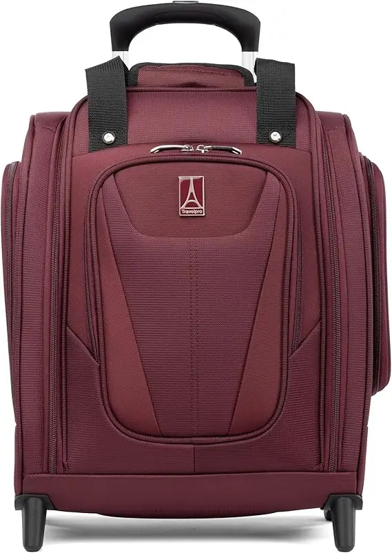 Compact Lightweight Rolling Underseat Carry-On Bag, Softside Luggage for Men & Women, Burgundy, Travel-Friendly 2-Wheel Upright
