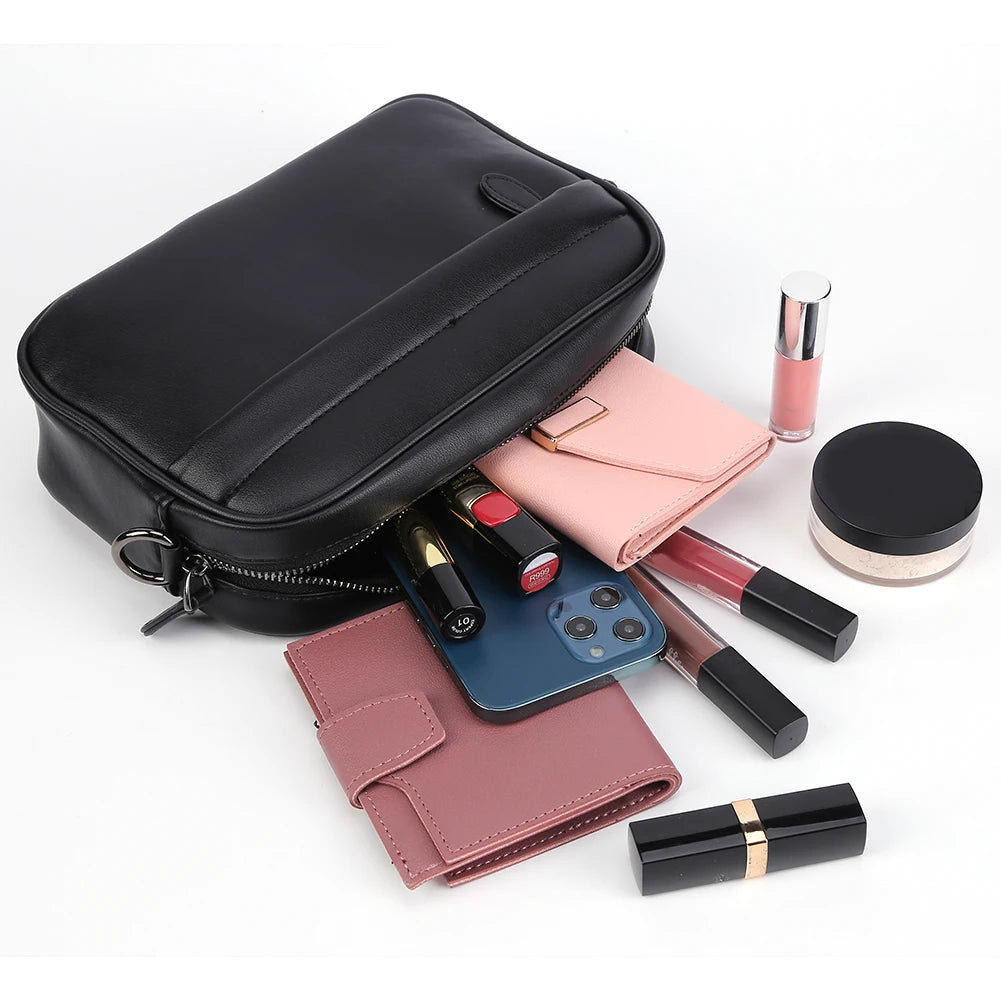 Leather Crossbody Satchel Classic Pattern Men Shoulder Crossbody Bag Small Square Plaid Designer for Travel Work Male Sling Bags