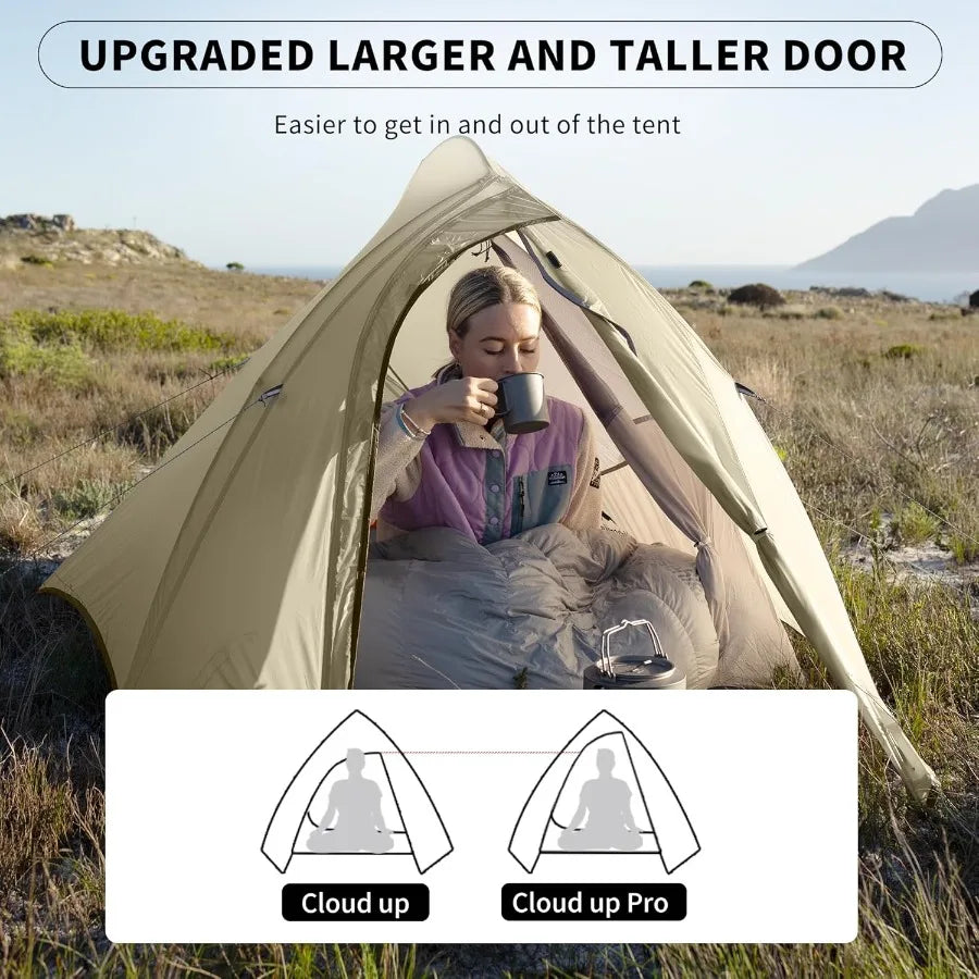 CloudUp 2 Person Tent Lightweight Backpacking Tent with Footprint Free Standing Ultralight Camping Hiking Backpack Tents Two Pe