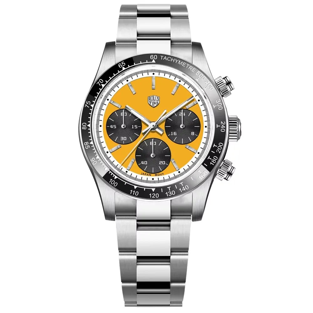 2025 New RollsTimi Men's Watches Luxury Quartz Chronograph Watch For Men Speed Wristwatches Ceramic Bezel AR Sapphire Waterproof