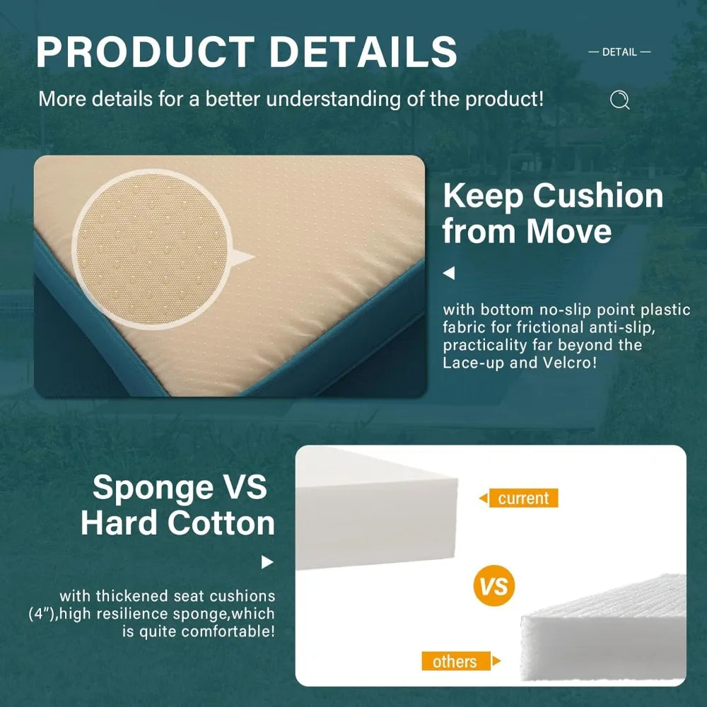 Patio Furniture 3 Piece Patio Set Patio Conversation Sets Outdoor Chairs and Glass Side Table Balcony Furniture with Non-Slip