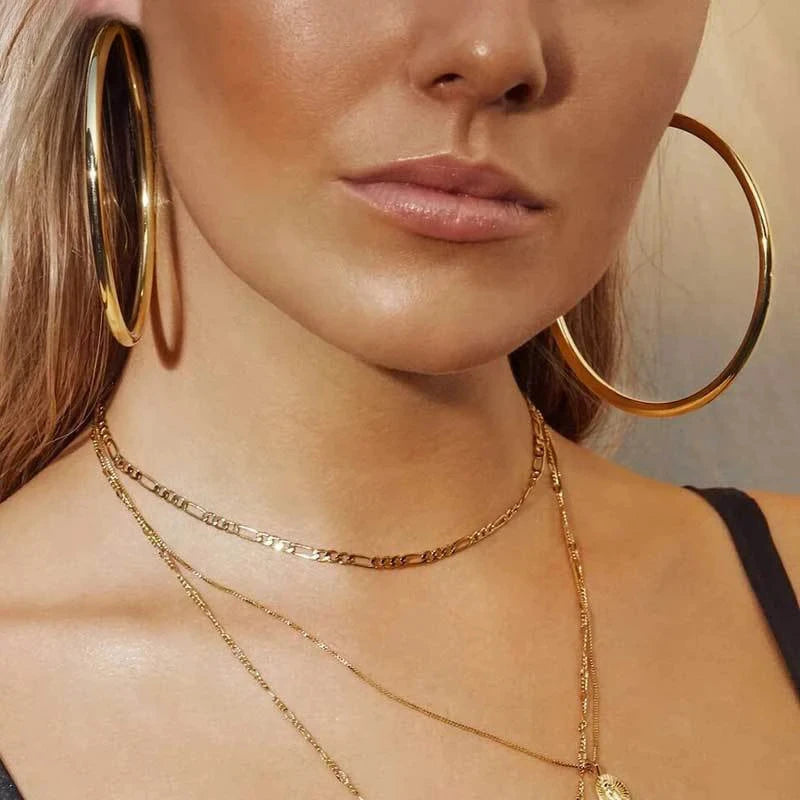 Fashion Oversized Big Hoop Earrings For Women Basketball Brincos Large Thick Round Circle Earrings Hoops Punk Jewelry