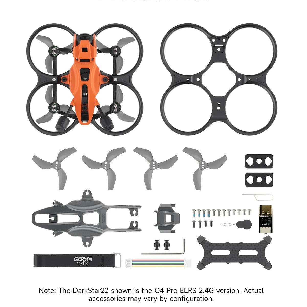 GEPRC DarkStar22 O4 Pro FPV Drone CineWhoop Quadcopter - F405 20A AIO O4 Air Unit Pro 1104 7500KV 3S
