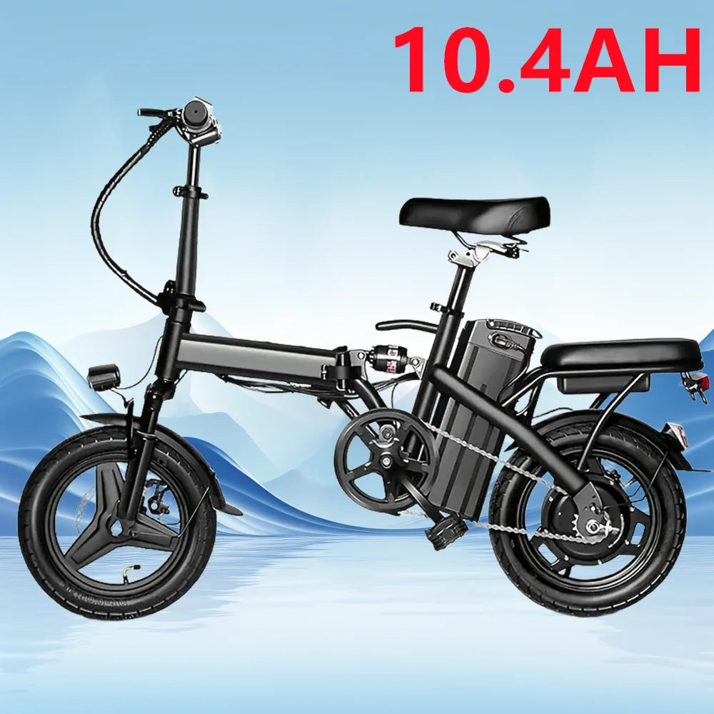 Adults Electric Bicycle, 14" Folding Electric Mountain Bike 450W Peak Motor Ebike 19Mph 21Miles 10.4AH Electric E Bike for Adult