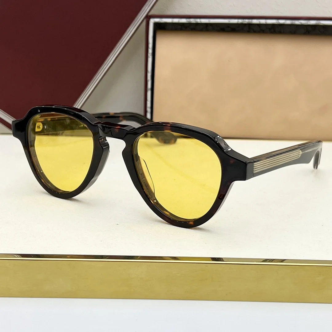 HATFIELD Oval Acetate Sunglasses Vintage Retro UV400 Eyewear for Men and Women Fashion Outdoor Shades