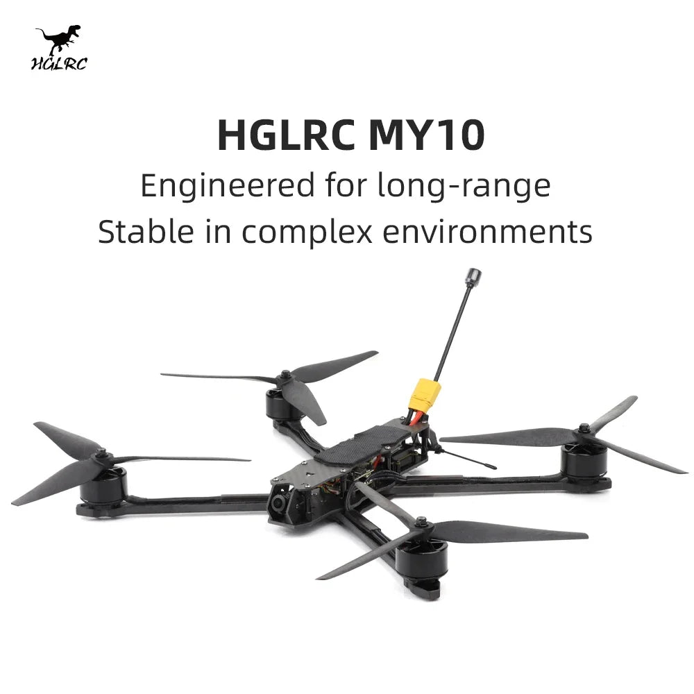 HGLRC MY10 FPV Drone Long Range Analog Quadcopter - F405 60A 5.8G 2.5W VTX 3215 900KV 6S LiPo RC Parts