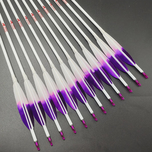 12pcs Linkboy Archery Pure Carbon Arrows ID6.2mm 5inch Turkey Fletching Compound Bow Hunting Shooting