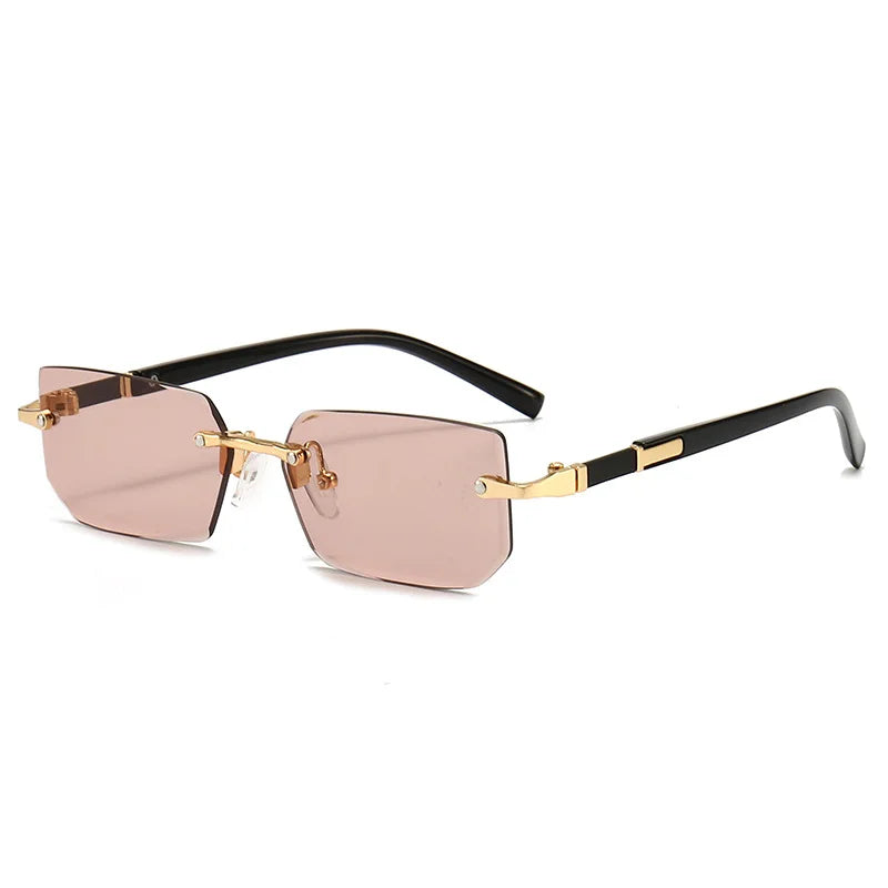 Rimless Sunglasses Rectangle Fashion Popular Women Men Shades Small Square Sun Glasses for Female Male Summer Traveling Oculos