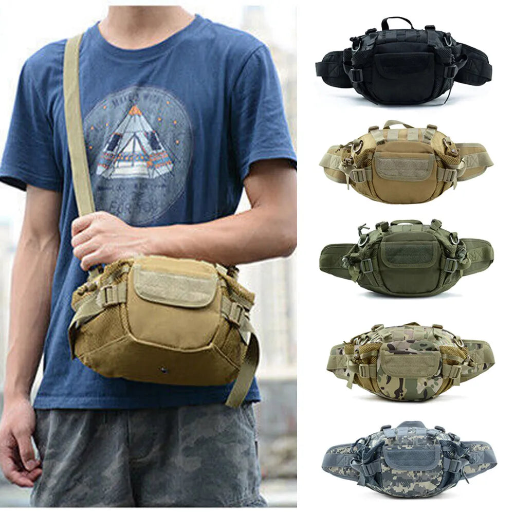 Mens Tactical Military Sling Chest Bag Crossbody Molle Shoulder Waist Belt Pack with Multiple Pockets Hunting Bag