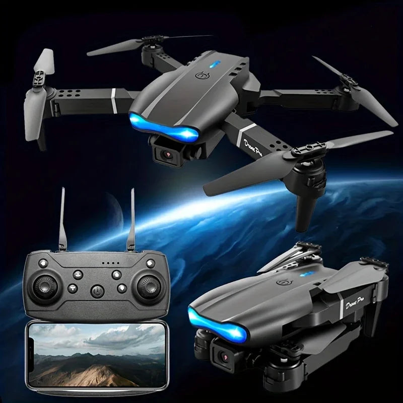 Mini Foldable RC Quadcopter E99  - Dual Camera Aerial Drone with 4K HD, Hold Mode & LED Lights | WIFI Remote Control Toy