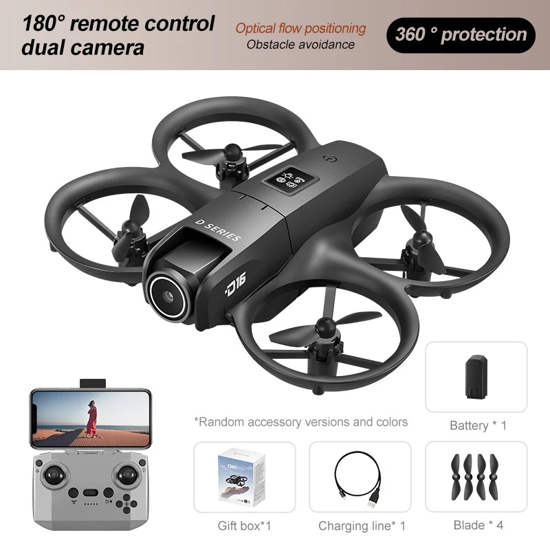 Drone with Optical Flow 180° Electric Adjustment Dual Camera Aerial Photography Quadcopter - Obstacle Avoidance Remote Control