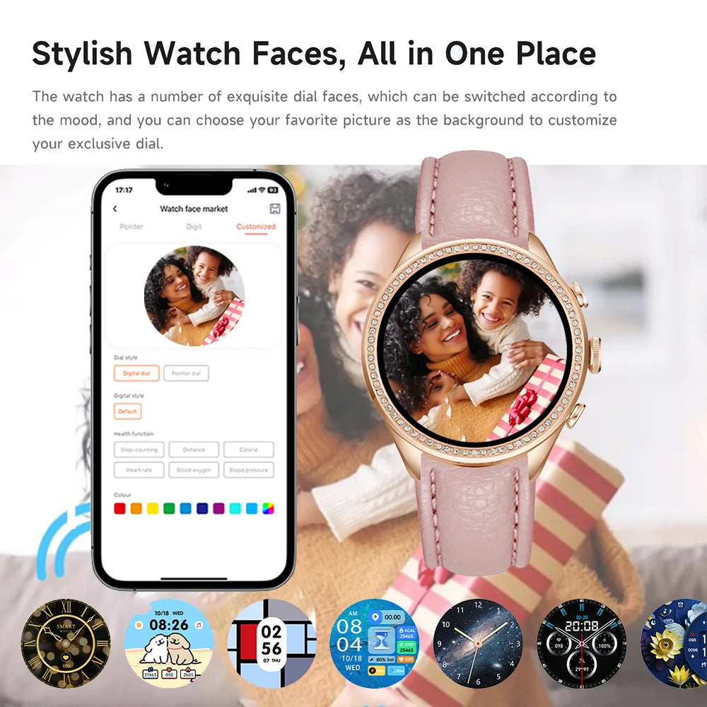 Fashion Luxury Gold Women Smart Watches Valentine's Gift Diamond Bracelet Bluetooth Call Notification Reminder Smartwatch Ladies