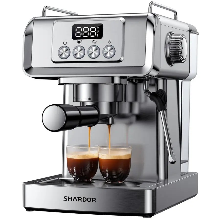 20Bar Espresso Machine for Home Barista, BuiltIn Steam Wand for Latte amp Cappuccino, Stainless Steel Coffee Maker with Temp Dis