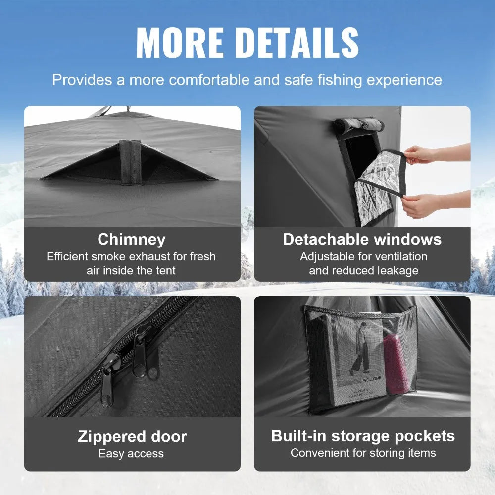 Person Ourdoor Portable Ice Shelter Pop-Up Ice Fishing Shanty Tent