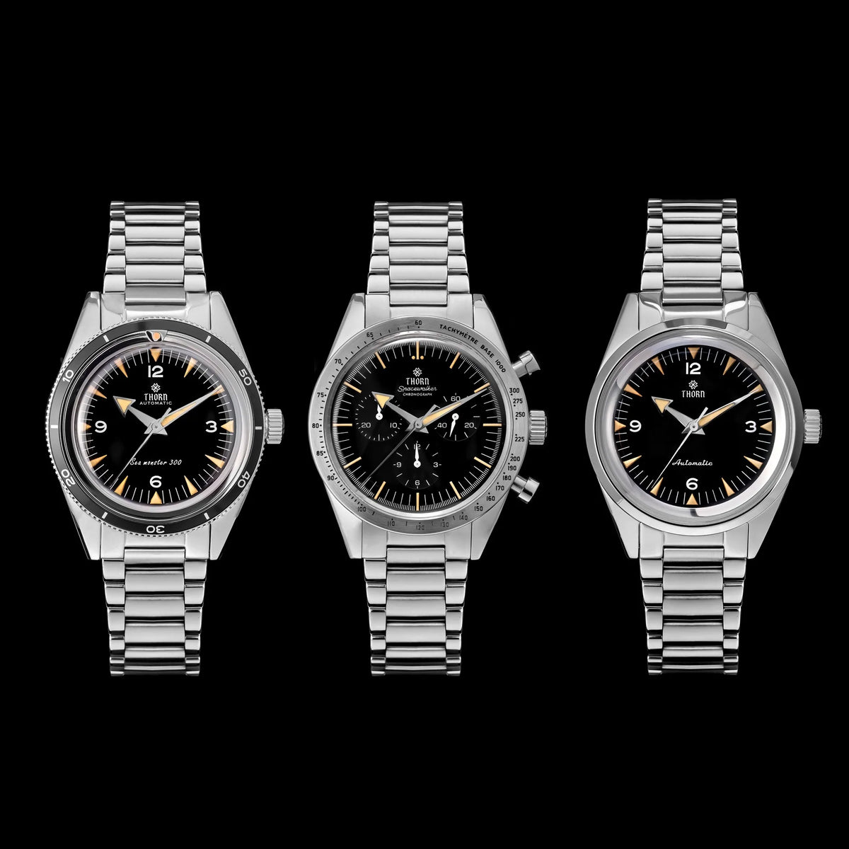 THORN T026 Automatic Watch 38mm Sapphire 316L Stainless Steel PT5000/Swiss Ronda Movement Vintage Style Luminous Men's Watch