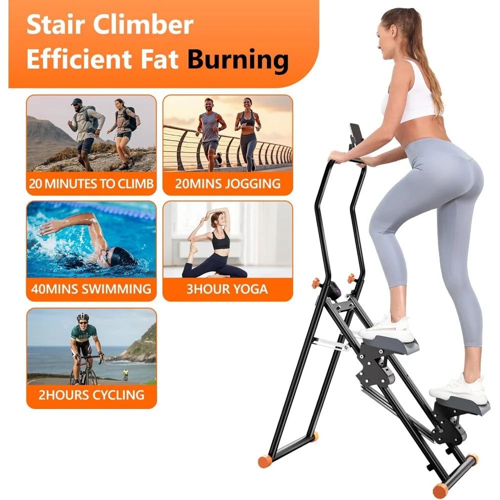 Home Cardio Exercise Vertical Climber: Upgraded Compact Stair Stepper with Adjustable Resistance for Full-Body Workouts