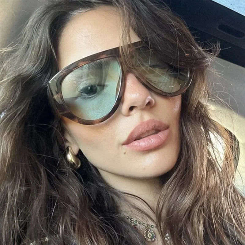 Retro Luxury Oversized Oval Sunglasses Women New Fashion Vintage Large Frame Sun Glasses Men Black Shadow Female