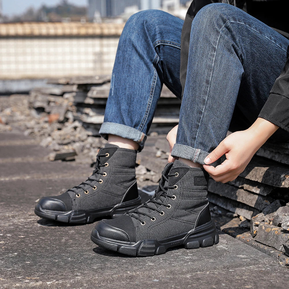Safety Shoes Steel Toe Boots for Men Comfortable Soft Work Sneakers Anti-Puncture Anti-smash Work Shoes Protective Boots