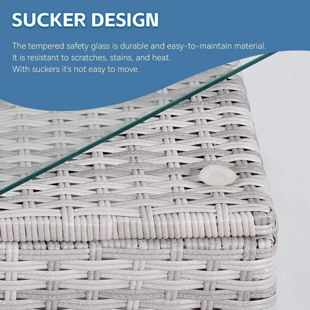 Outdoor Patio Furniture Sets,7-Piece Rattan Conversation Sectional Set,Manual Weaving Wicker Patio Sofa with Tea Table