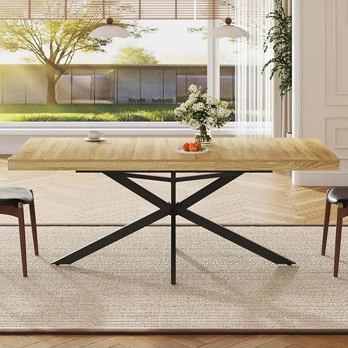59In-78Inch Extendable Rectangular Dining Table for 6 8 People, Wood Long Dining Room Table W/Removable Leaves,Space Saving,Mode