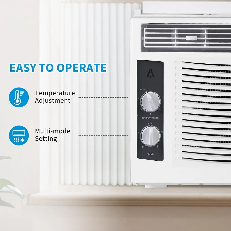 5000 BTU Window Air Conditioner with WiFiEnabled Smart Control and Remote Operation Offers 3 Modes: Cool Dry Fan with Adjustabl